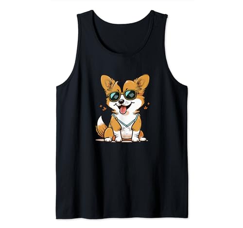 Cute Corgi with sunglasses Dog Lover Puppy Camiseta sin Mangas