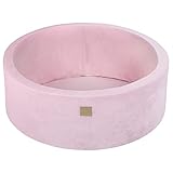 MEOWBABY Bällebad 90x30cm Samt - Bällebad Baby ab 1 Jahr - Bällebad Kinder Weichschaum Ballgruben ohne Bälle, Puderrosa