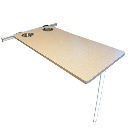 XDLEDMKIZ Mesa Plegable para caravanas, con Patas Plegables y deslizable, extraíble, para autocaravanas y Furgonetas Camper, Color Blanco.
