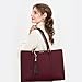 LOVEVOOK Laptop Tote for Women - 15.6 inch Lightweight PU Laptop Bag, Large Capacity Computer Bag with Clutch Purse for Business, Work, Office, Travel, Claret