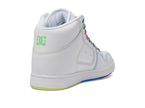 DC Women's Manteca 4 Hi Skate Shoe White/Rainbow 5