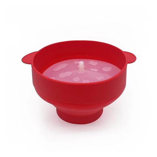 Microwave Popcorn Bowl Bucket Maker With Lid Silicone DIY Chips Fruit Collapsible Multifunction Kitchen Tools(Red)