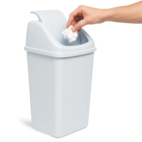 TECHZOCO Plastic Waste Bin, Swing Opening Trash Bin, Bathroom Was...