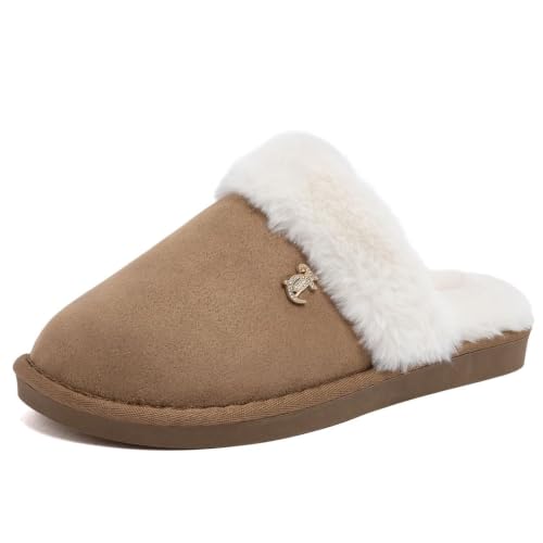 Juicy Couture Women's Fuzzy Closed-Toe, Fluffy Winter House Shoes, Comfortable Slip-On Faux Fur Slippers, Kamora-natural, X-Large