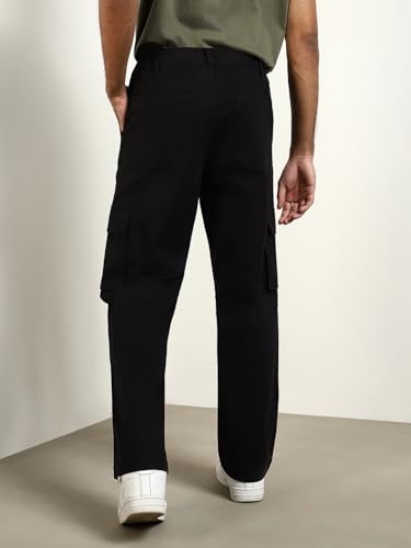 Image of NOBERO Men's Straight Fit Mid Rise Wanderer Travel Cargo Pants | Multiple Pockets | | Lowers for | Casual Wear | Sports | Gym | Trek | Lowers