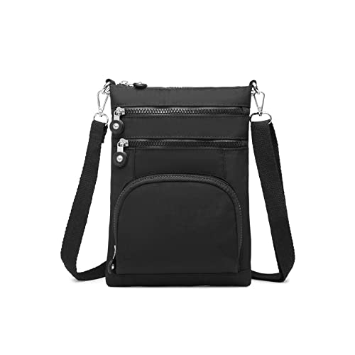 Image of Kono Cross Body Bag Women Multi Pocket RFID Blocking Crossbody Shoulder Bags for Girls (Black)