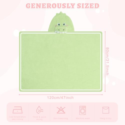 Image of Cute Animal Hooded Baby Towel Soft Coral Fleece Baby Towels with Hood Toddler Bath Towel Large 27 x 55 Inch Ultra Absorbent Hooded Bath Towels for Babies Baby Bath Towel（Green