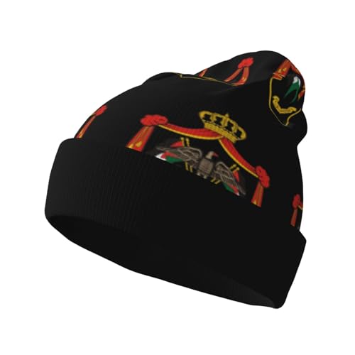 Emblème National Jordanie Unisexe Beanie Knitted Hat Knitted Beanie Hat pour Homme et Femme Jordanie Bonnet de Montre à Revers Bonnet Tricoté Doux et Chaud Ski Hats