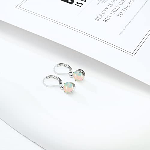 Teppdfann Hypoallergenic Opal Earrings Leverback Earrings For Women, Opal Jewelry Handmade Earrings For Teen Girls #TOP4