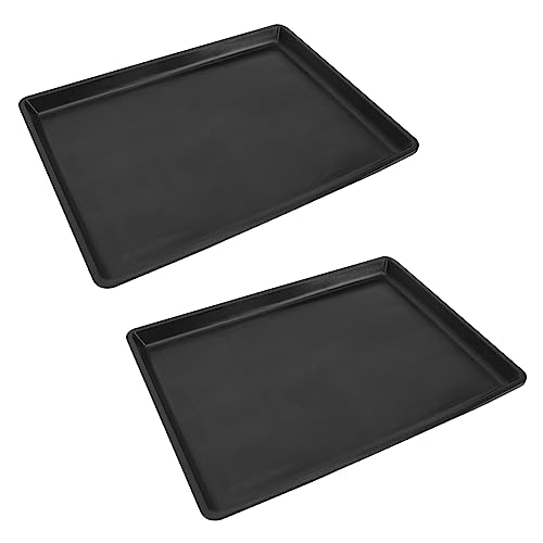 LIOOBO 2個耐久性プラスチック製ペットケージ用トイレトレイ 犬 猫 鳥 小動物用 うんち受け 交換用便器 ペットケージアクセサリー 黒