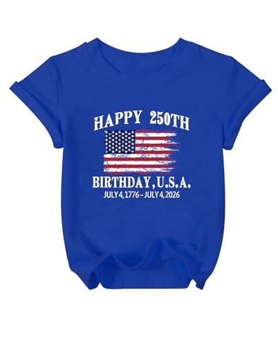 Image of AMWIPE Boys Girls USA Shirt Kids 250 Anniversary USA Shirts American Flag Tshirt 4th of July Outfits Cute Patriotic Top 6-14y