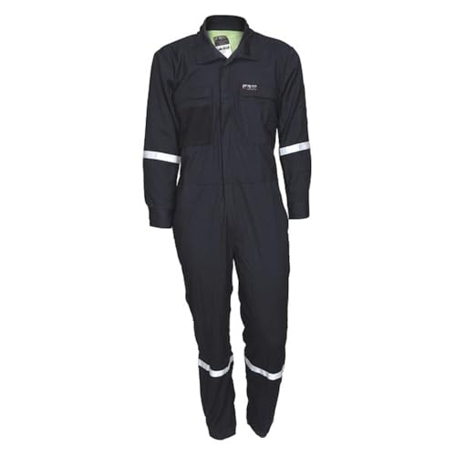 Image of MCR Safety Summit Breeze Flame Resistant FR Long Sleeve Coveralls, 5.5 oz Inherent Blend Work Coveralls, Navy, 56