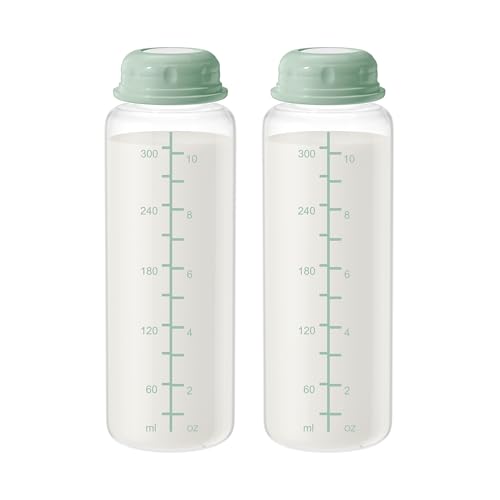 TOVVILD 11oz Breastmilk Storage Bottles, Compatible with Momcozy Milk Cooler 12oz, Narrow Neck Baby Bottles, BPA-Free & Leakproof, Must-Have Breastfeeding Essentials, 2PCS