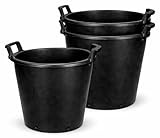Muddy Hands Pack of 3-70 Litre Heavy Duty Large Plastic Plant Pots with Handles - Outdoor Garden Potato Vegetable Salad Flower Tree Planters Containers