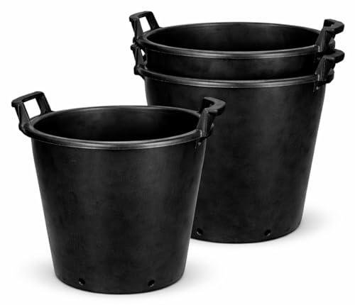 Muddy Hands Pack of 3-70 Litre Heavy Duty Large Plastic Plant Pots with Handles - Outdoor Garden Potato Vegetable Salad Flower Tree Planters Containers