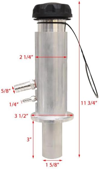 Marine Boat Fuel Filler Tube 190046 | 11 3/4 x 3 Inch Aluminum