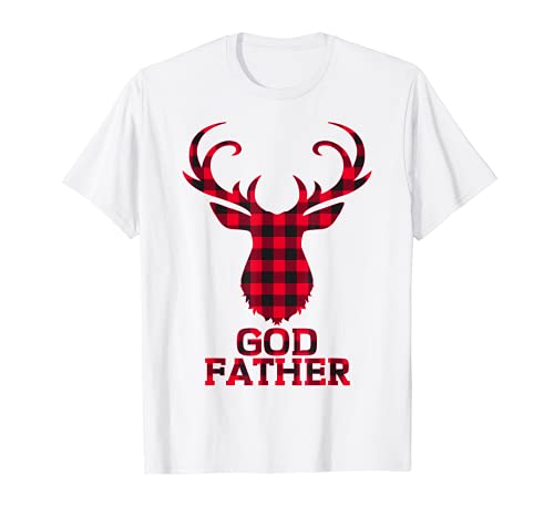 Hombre Red Plaid God Father Deer Christmas Matching Pajama Reindeer Camiseta