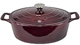 La Cuisine 6110MB Enameled Cast Iron Covered Oval Dutch Oven, Pot, Casserole, French Oven, 5-Quart (