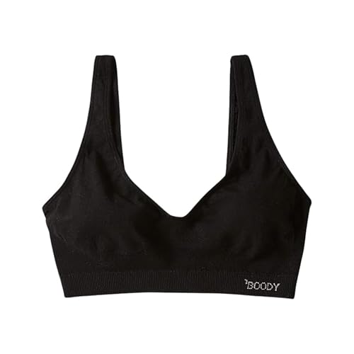 Boody Padded Shaper Bra – Seamless Pullover Bralette with Removable Pads, Supportive Fit in Bamboo Viscose – Black, Medium
