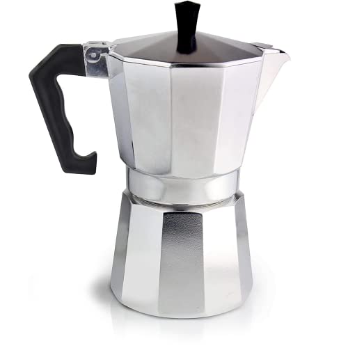Dekohome Cafetera Italiana 12 Tazas de Aluminio, Octogono, Mango Anti Quemaduras, Cafetera...