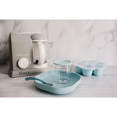 Miniatura 4 de Béaba Plato Con Ventosa Para Niños, 100 Silicona, Material Suave Y Resistente, Se Adhiere A La Mesa Bandeja De La Trona, Comida Infantil, Compatible Con Microondas, Azul