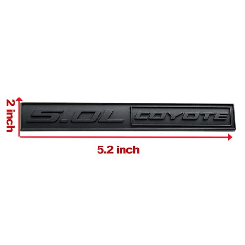 Image of 2PC 5.0L Coyote Emblem Decal Car Engine Letters Decal Plating Badge 3D Metal Style Fit for F150 5.0L Engine Truck Black