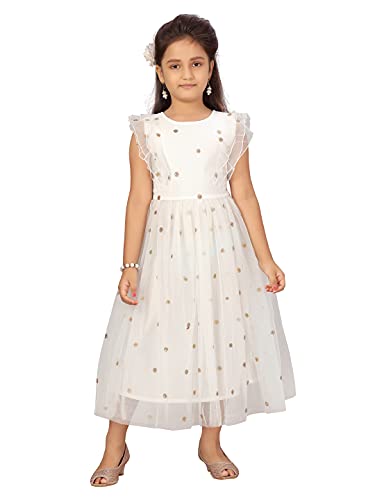 Image of muhuratam Girls White Colour Gown (G-21308-WHITE-30)