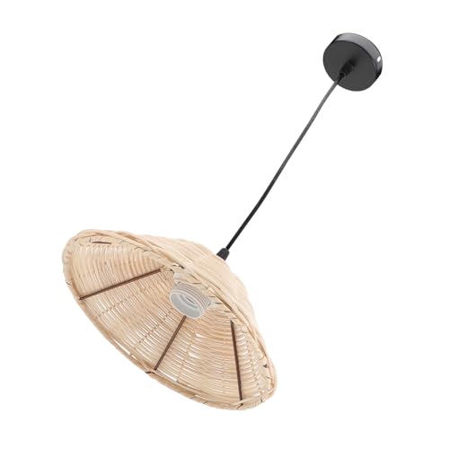 Luminaire suspendu rotin naturel Tofficu design rétro et chambre à coucher