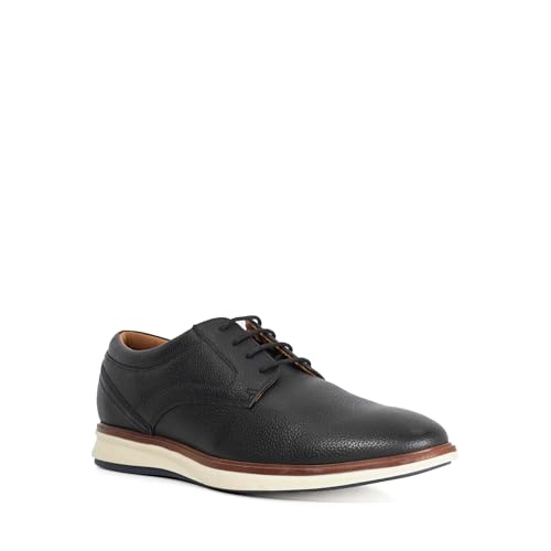 Dune London Mens BRYDON Leather Wide Fit Lace-Up Trainers Size UK 8 Casual Shoes Black