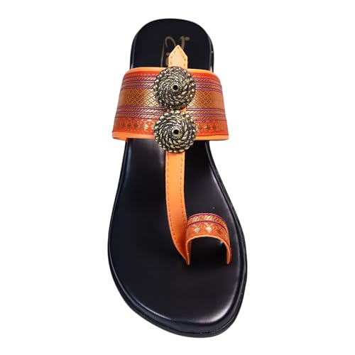 Image of Women's Synthetic Leather Comfort Fashion Sandal | Colour - Black-Maroon | Size - P