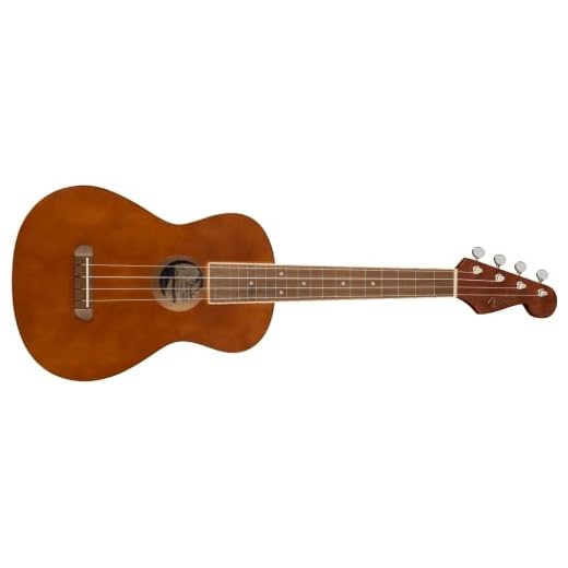 Fender Ukelele Tenor Avalon para Adultos y Niños, Construcción de Madera de Tilo, Diapasón de Nogal, Clavijero Clásico de Fender Stratocaster, en Natural