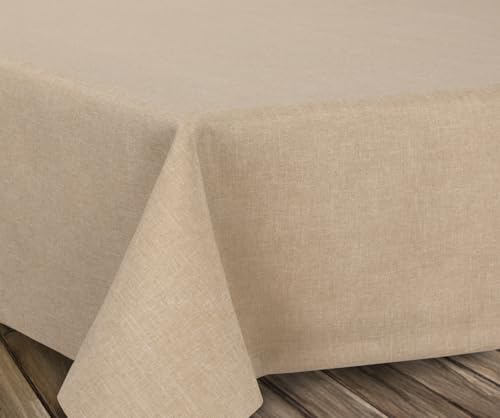 Beautex Mantel con aspecto de lino, no precisa planchado, varios tamaños, formas y colores a elegir, tejido, arena, Rund 220 cm