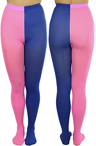 Image of ToBeInStyle Women's Two Toned Vibrant Jester Contrast Opaque Multicolored Tights