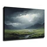 Celtic Highlands Canvas Wall Art Decor Moody Mountain Landscape Painting Canvas Print Nature Inspired for Home Decor Ready to Hang (Unframed,24×36 inch)