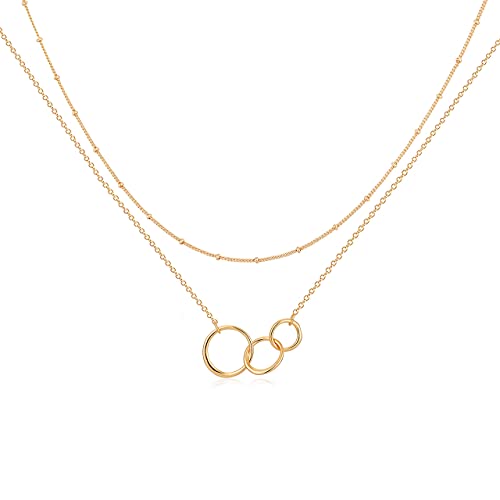 Collier Jenosy pour femme - Collier empilé avec pendentif - Personnalisé - En or et argent - Collier délicat à plusieurs rangs - Hypoallergénique -...