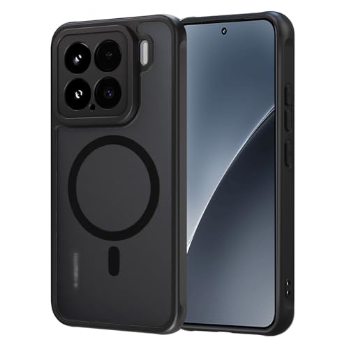 AOMYKE für Xiaomi 15 Hülle Magnetisch Handyhülle für Xiaomi 15 [Kompatibel mit MagSafe] Transluzente Matte Anti-Fingerabdruck Kratzfeste PC Rückseite + TPU Bumper Schwarz