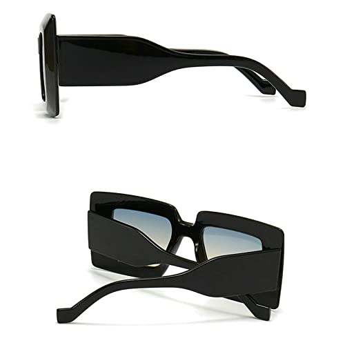 Image of COTIA Vintage Oversized Square Flat Top Stripe Sunglasse for Women Large Frame Sun Glasses Men Wide Leg Shades