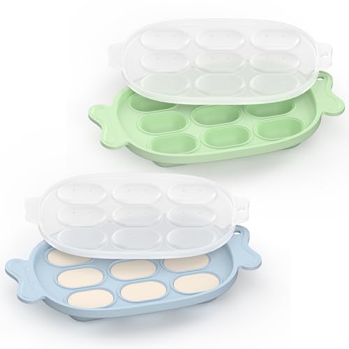 Image of HEOMOONE Breastmilk Popsicle Molds, Silicone Nibble Freezer Tray, Baby Fruit Food Feeder Teether Tray with Lids, Food Storage Container Ice Cube Maker BPA Free for Homemade Baby Meals