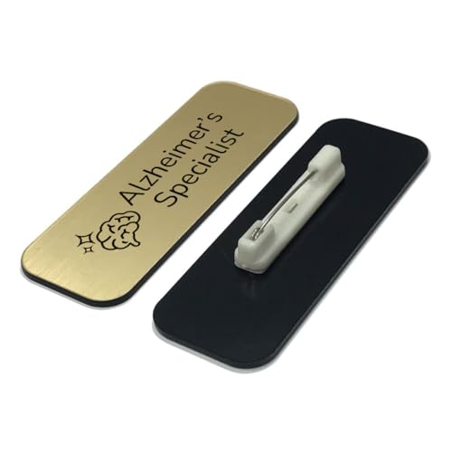 Alzheimer’s Specialist (Gold) 1 x 3" Rounded Corner Name Badge | Care Home Specialism & Role (3 Pack)