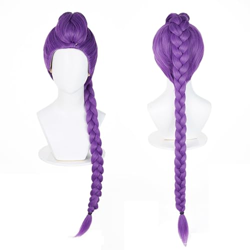 probeauty purple braid wig for women long purple cosplay wig with detachable braids for halloween costume party