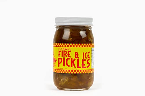 Fat Mama's Fire And Ice Pickles - Always Crispy Spicy And Sweet Pickles - Great With Bbqs, Grilling, Sandwiches, Burgers & Everyday Meals - Made With Natural Ingredients 16 Oz. Glass Jar Of Crispy Pickles - Made In Usa #TOP17