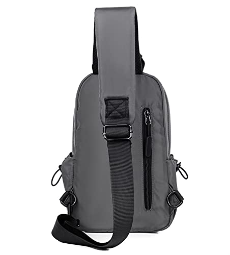 Bandolera gris M para hombre casual impermeable con asa y bolsillos dobles 3