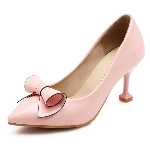 Women Stiletto Poinetd Toe Shoes Slip On Bows Party