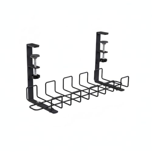 Bandeja de Gestión de Cables Bajo Escritorio, Cesta de Alambre de Acero Inoxidable para Organización de Regletas, Negro miniatura 1