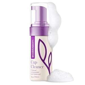 EcoBlossom Menstrual Cup Cleaner – Unscented Foaming Sterilizer Wash for Silicone Period Discs – Wipes Clean, Organic Ingredients, Natural, pH-Balanced (5 oz (150ml))