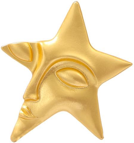Broche de máscara facial con figura genial para mujer, unisex, plateado y dorado, broches de solapa de cinco puntas, collar de traje de estrella,
