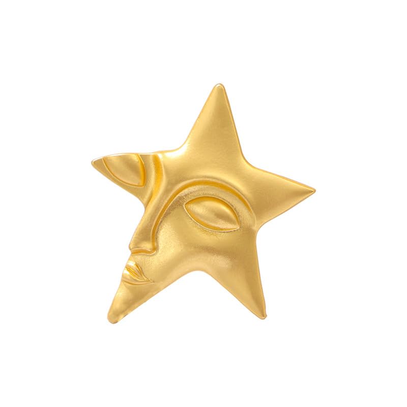 Image of Cool Figure Face Mask Brooch Pins for Women Unisex Silver Gold-Toned Brooches Lapel Pin Five-pointed Star Suit Collar Dress Accessories Vintage Scarf Decoration Christmas Halloween Jewelry