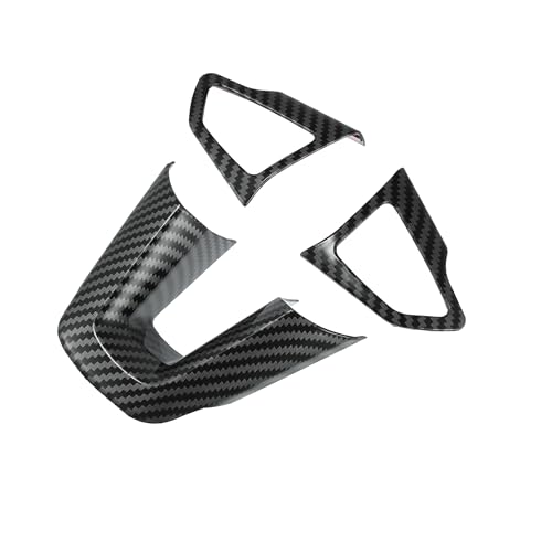 Motoforti 3pcs ABS Plastic Carbon Fiber Pattern Black Interior Steering Wheel Cover Trim Set for Ford Focus 2015-2018 for Ford Escape Kuga Inner Decoration Auto Accessories Long-lasting
