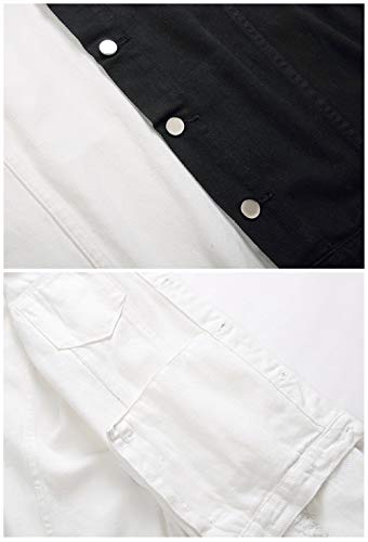 LZLER Jean Jacket for Men,Separable Left&Right Ripped Slim Fit Mens Denim Jacket4