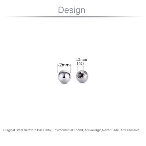 COTTVOTT Threaded 316L Steel Replacement Balls Piercing Parts for Body Jewelry 14G 16G Barbell2